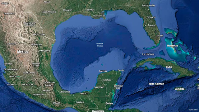 Vista aérea del Golfo de México desde la aplicación 'Google Earth'