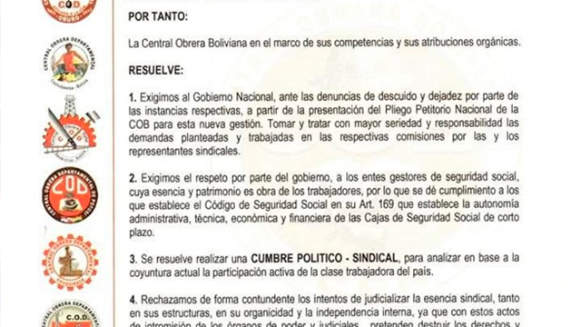 COB Ministro de Trabajo