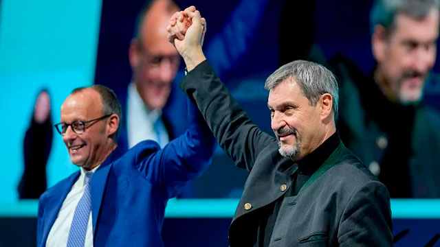 El líder de la CDU, Friedrich Merz, y el líder de la CSU, Markus Söder