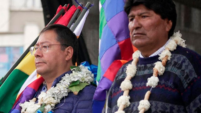 El presidente Luis Arce y el expresidente Evo Morales.